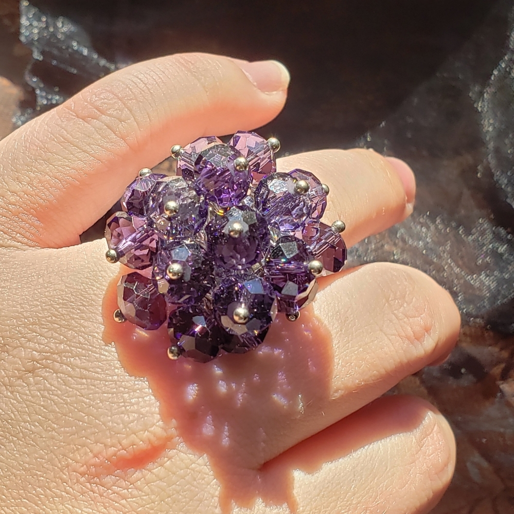 🌺🌻🍁❄5/$24 Large Sparkly Adjustable Purple fashion ring